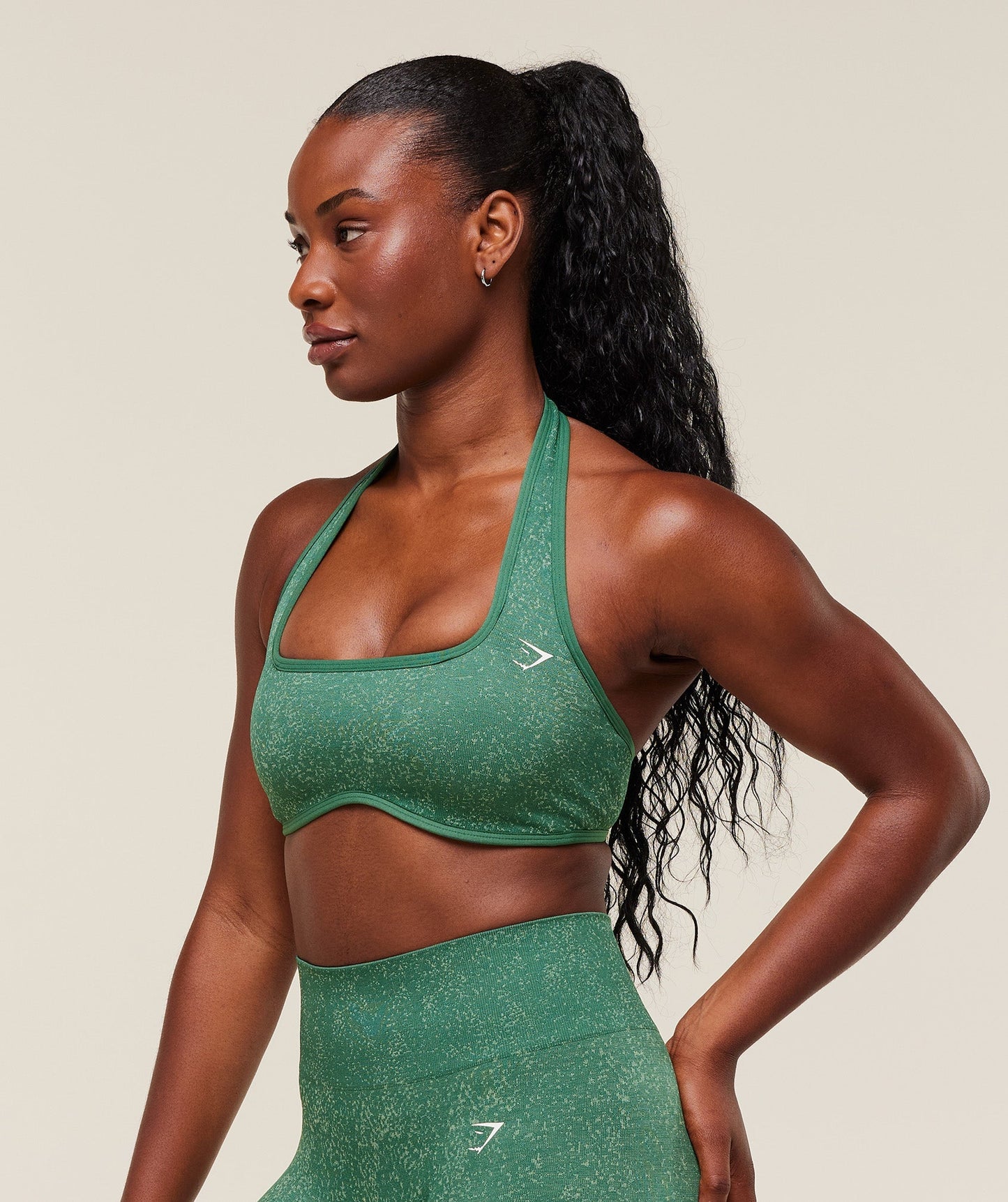 Women's Gymshark Adapt Fleck X Whitney Halterneck Sports Bra Lift Green — Gymshark | Authentic India