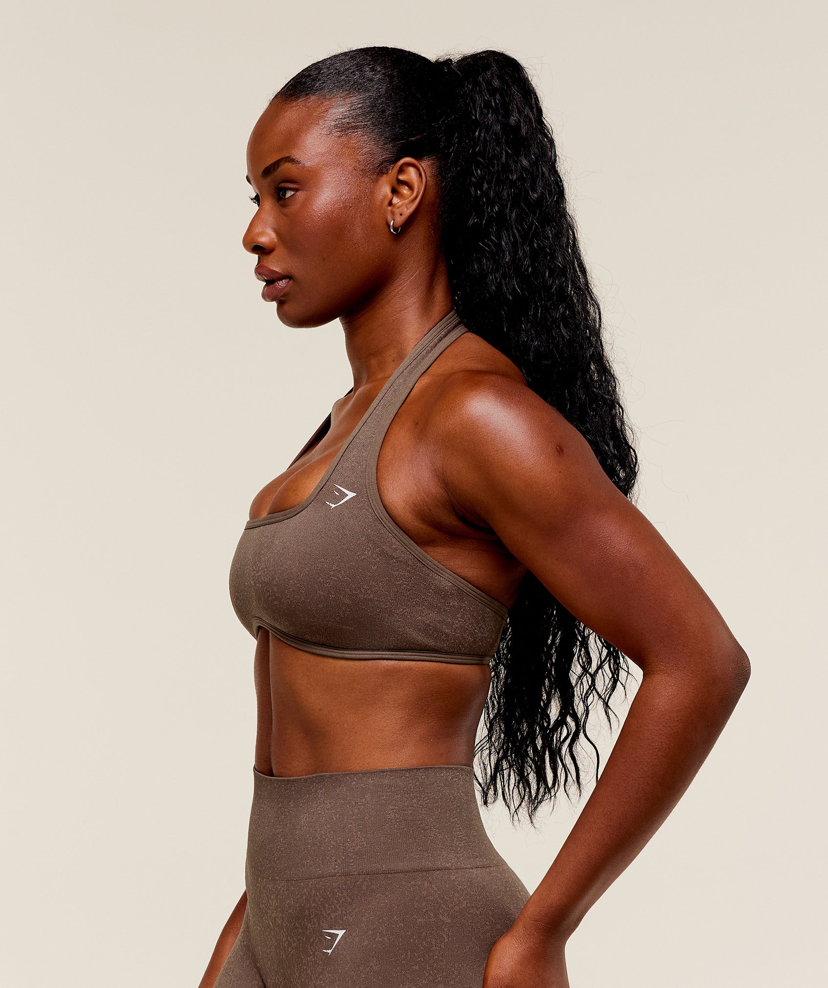Women's Gymshark Adapt Fleck X Whitney Halterneck Sports Bra Soft Brown — Gymshark | Authentic India