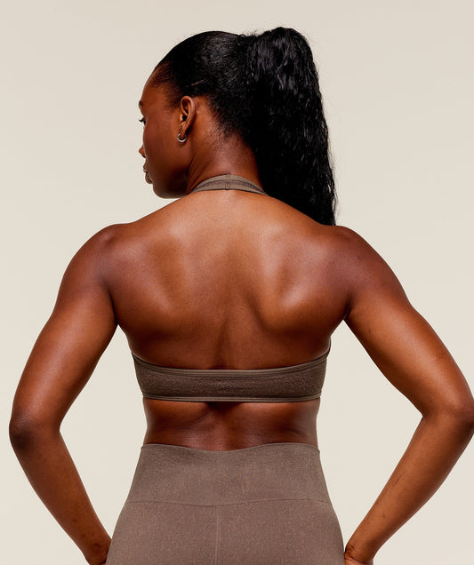 Women's Gymshark Adapt Fleck X Whitney Halterneck Sports Bra Soft Brown — Gymshark | Authentic India