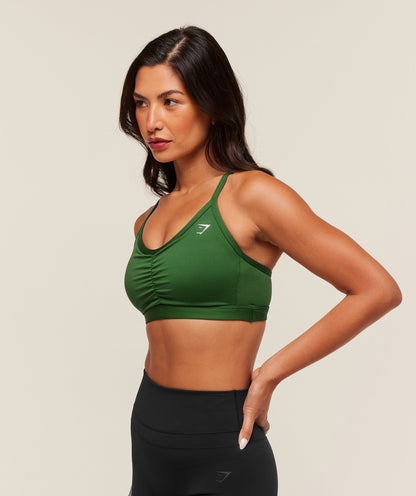 Women's Gymshark Ruched Sports Bra Athletic Green — Gymshark | Authentic India