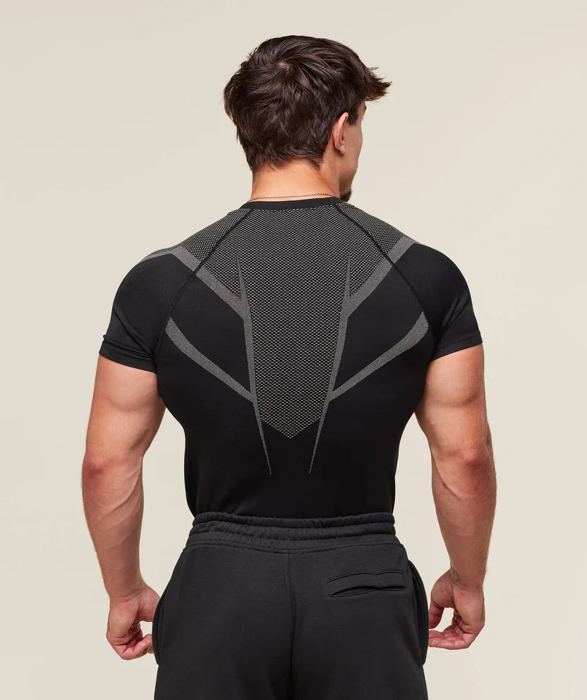 GYMSHARK Onyx 5.0 Seamless T-Shirt Black/Grey
