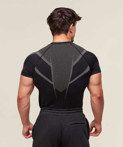 GYMSHARK Onyx 5.0 Seamless T-Shirt Black/Grey