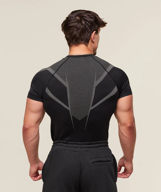 GYMSHARK Onyx 5.0 Seamless T-Shirt Black/Grey