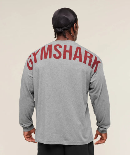 GYMSHARK Power Long Sleeve T-Shirt Charcoal Core Marl