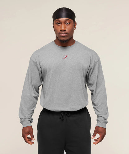 GYMSHARK Power Long Sleeve T-Shirt Charcoal Core Marl