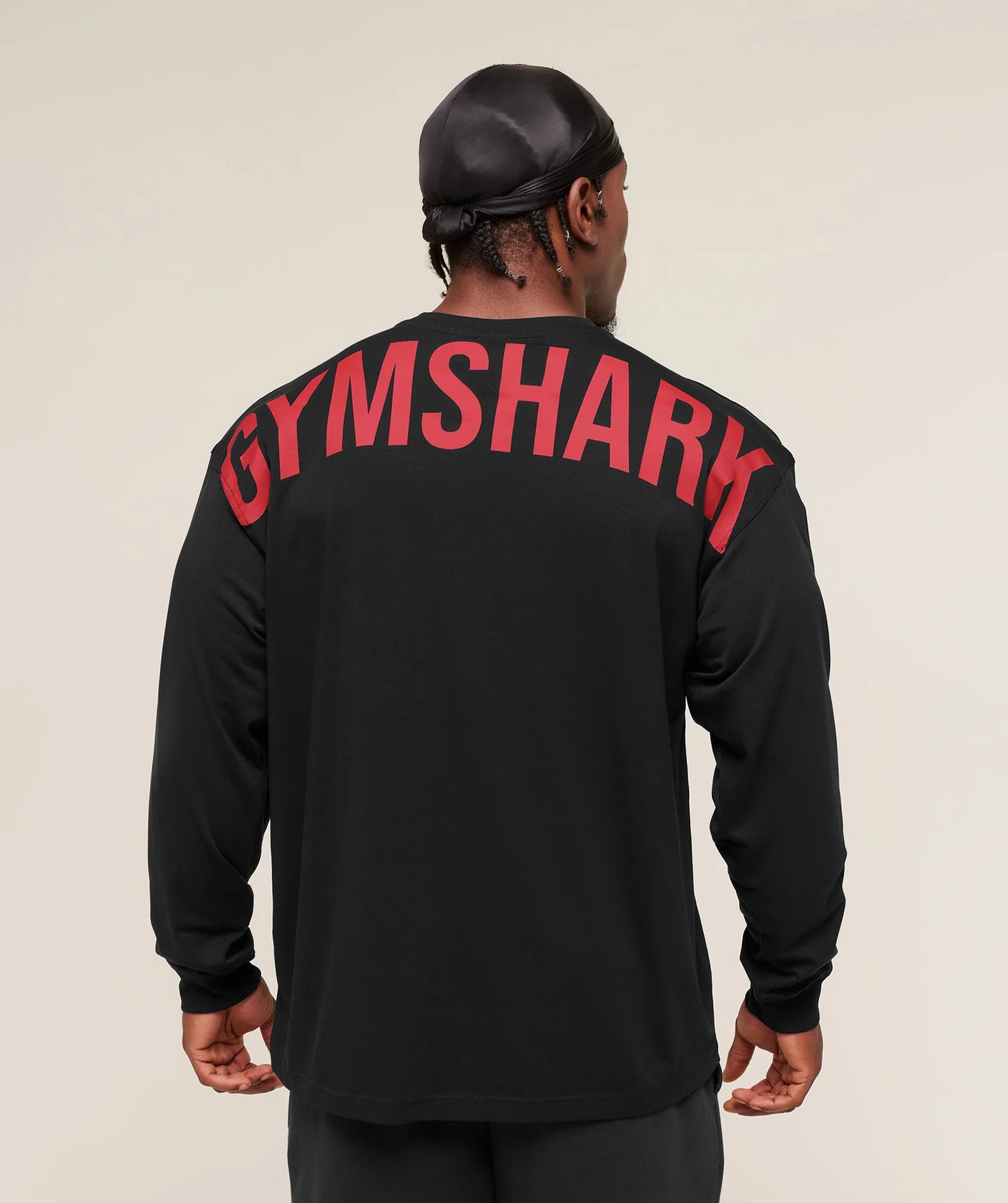 GYMSHARK Power Long Sleeve T-Shirt Black/Conditioning Red