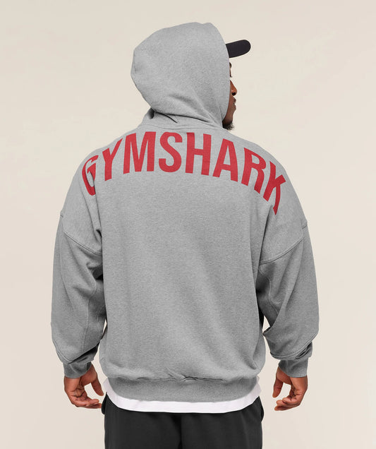 GYMSHARK Power Zip Up Hoodie Charcoal Core Marl