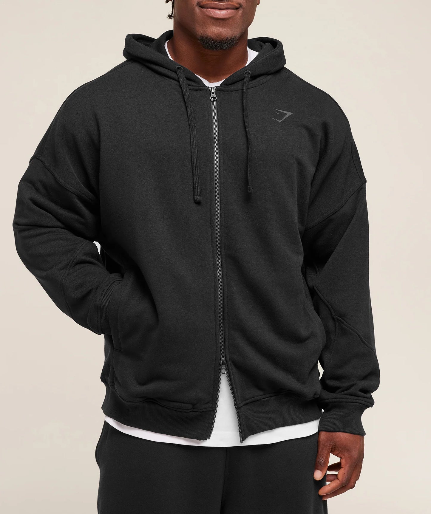 GYMSHARK Power Zip Up Hoodie Black/Asphalt Grey