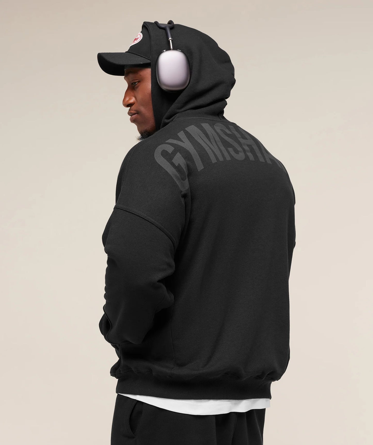 GYMSHARK Power Zip Up Hoodie Black/Asphalt Grey