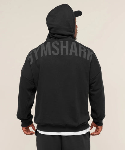 GYMSHARK Power Zip Up Hoodie Black/Asphalt Grey