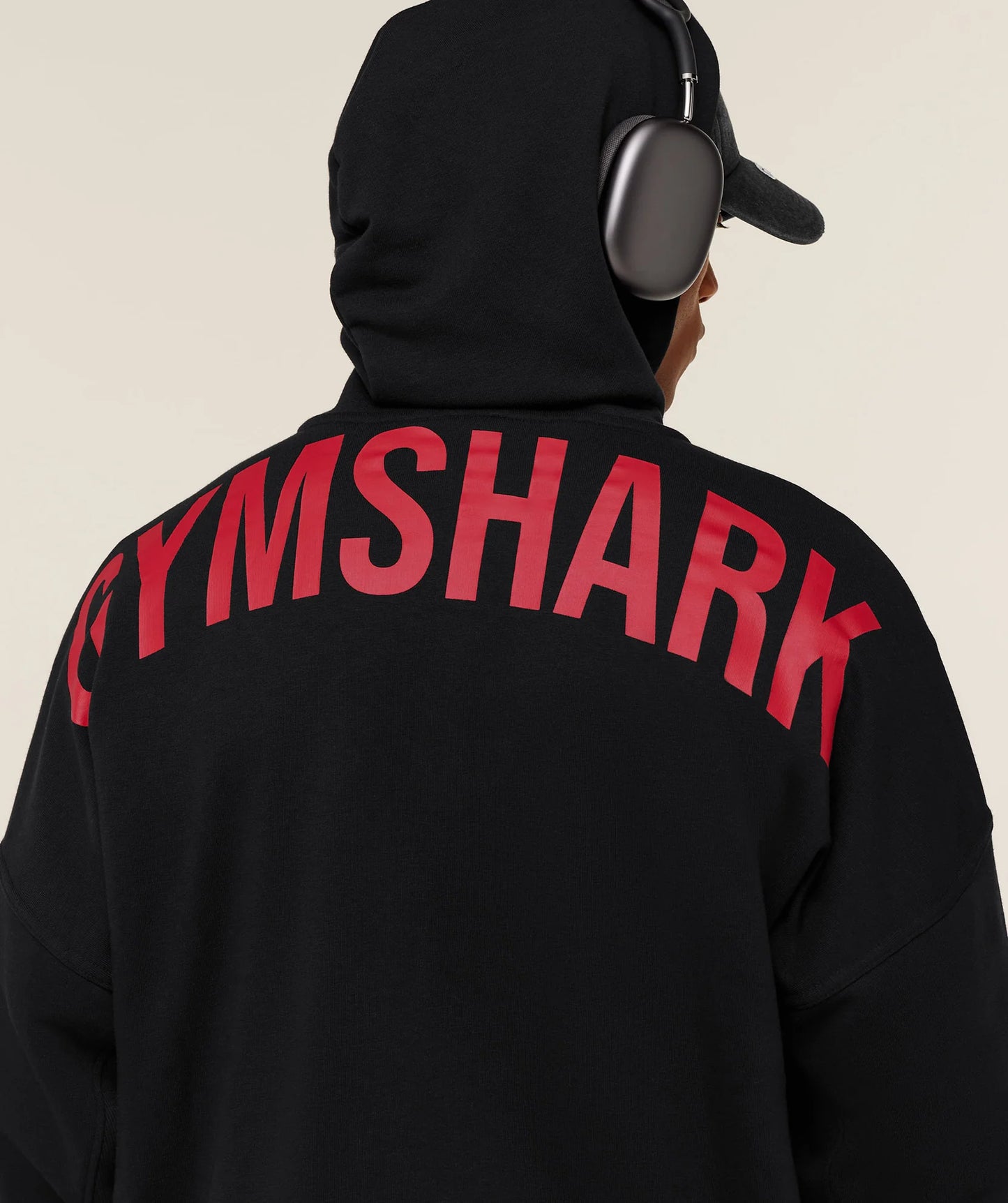 GYMSHARK Power Zip Up Hoodie Black/Conditioning Red