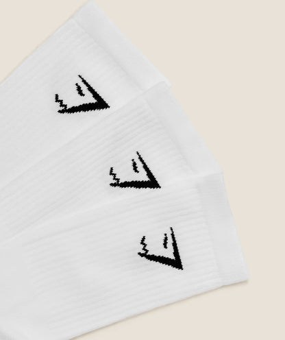 GYMSHARK Crew Socks 3pk White — Gymshark | Authentic India