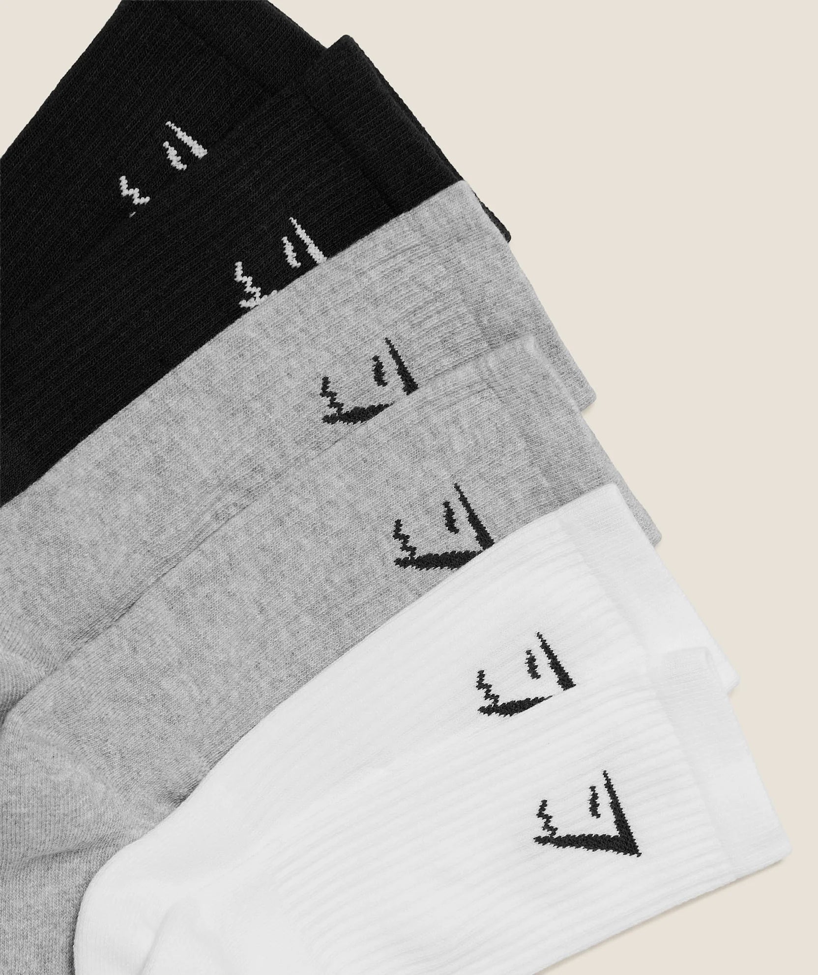 GYMSHARK Crew Socks 6pk White/Light Grey Core Marl/Black — Gymshark | Authentic India