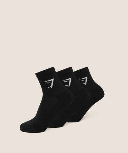 GYMSHARK Midi Socks 3pk Black — Gymshark | Authentic India
