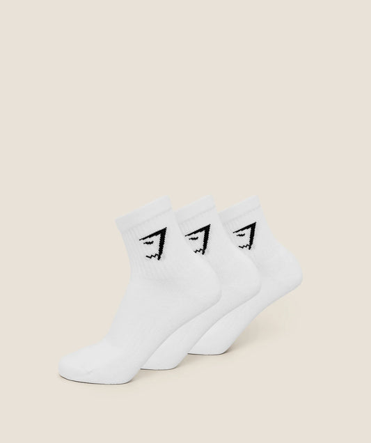GYMSHARK Midi Socks 3pk White — Gymshark | Authentic India