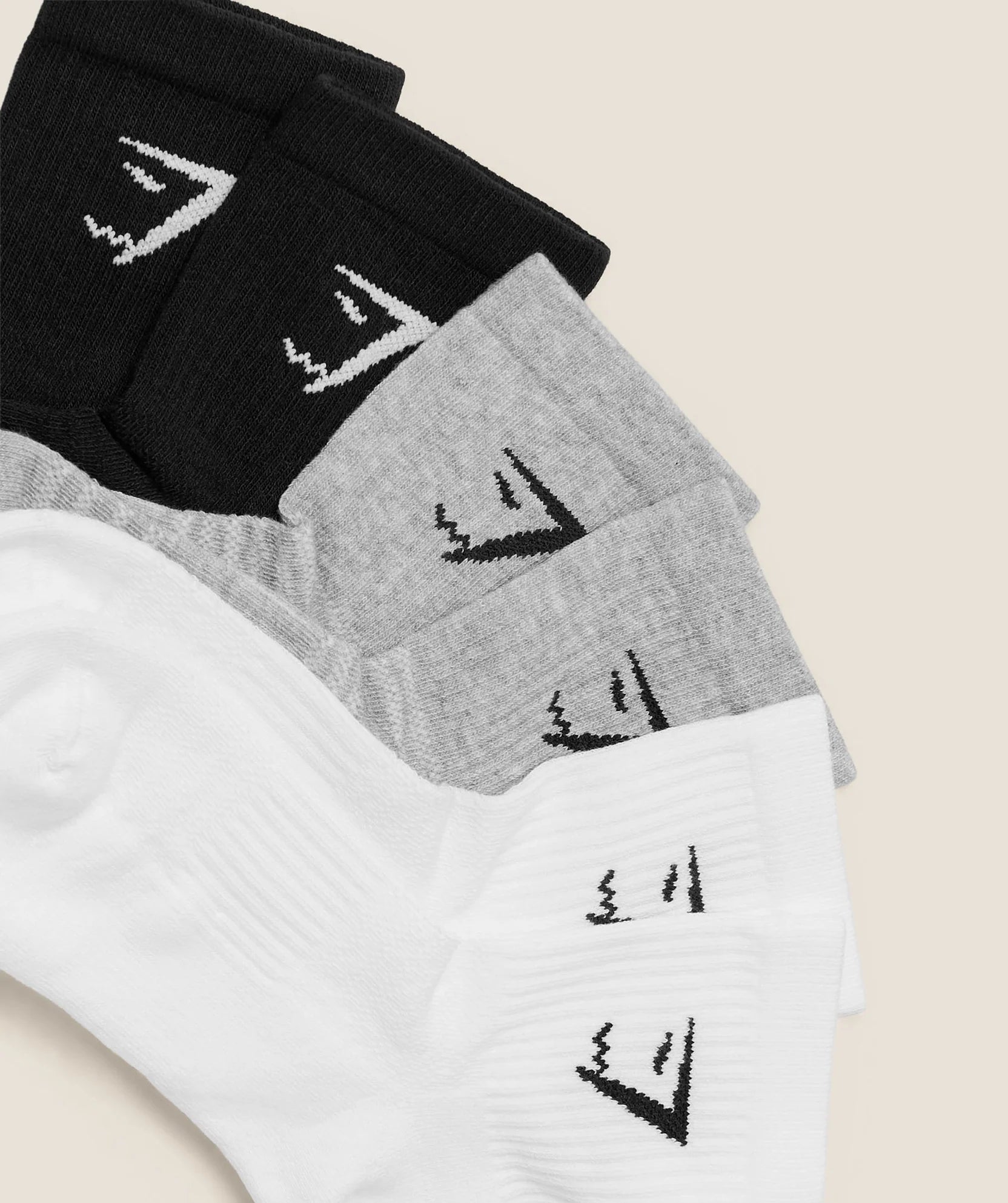 GYMSHARK Midi Socks 6pk White/Light Grey Core Marl/Black — Gymshark | Authentic India