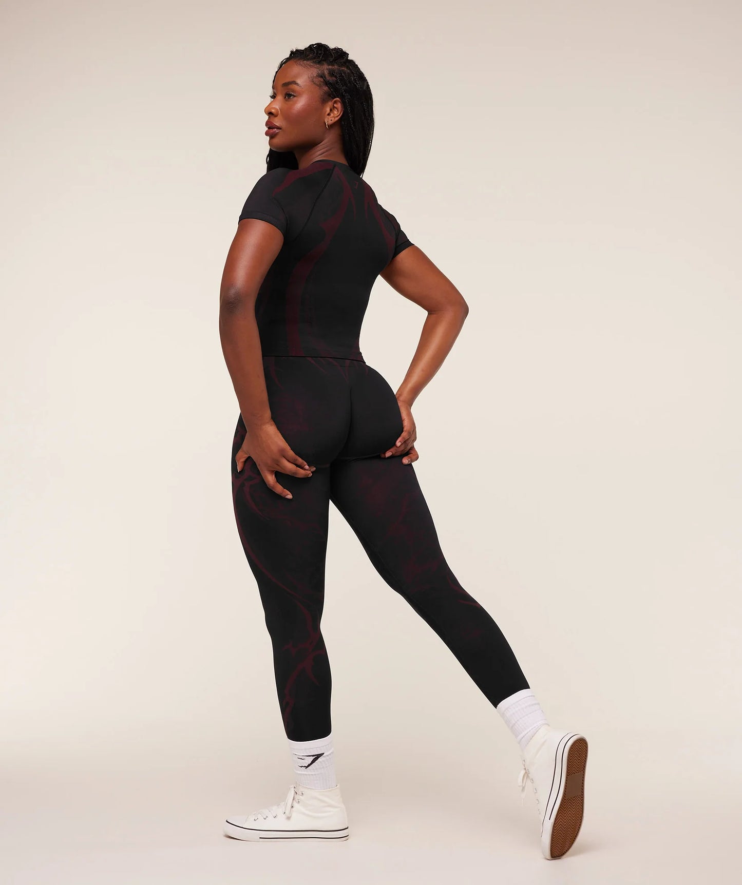 GYMSHARK Storm Seamless Leggings Black/Rich Maroon