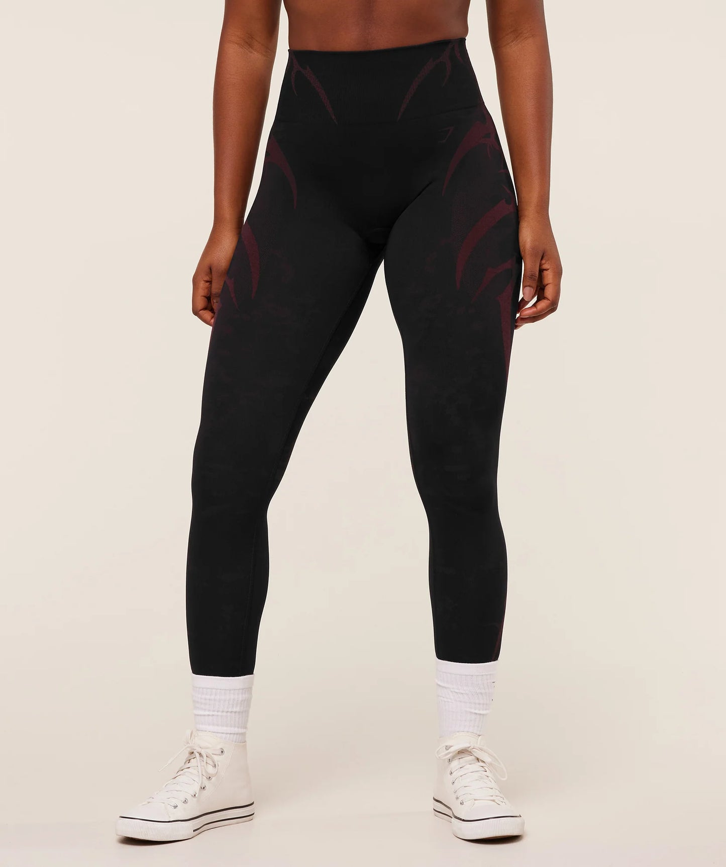 GYMSHARK Storm Seamless Leggings Black/Rich Maroon