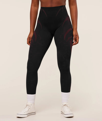 GYMSHARK Storm Seamless Leggings Black/Rich Maroon