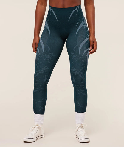 GYMSHARK Storm Seamless Leggings Deep Petrol Blue/Smoke Blue