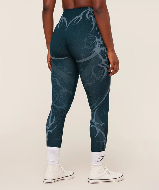 GYMSHARK Storm Seamless Leggings Deep Petrol Blue/Smoke Blue