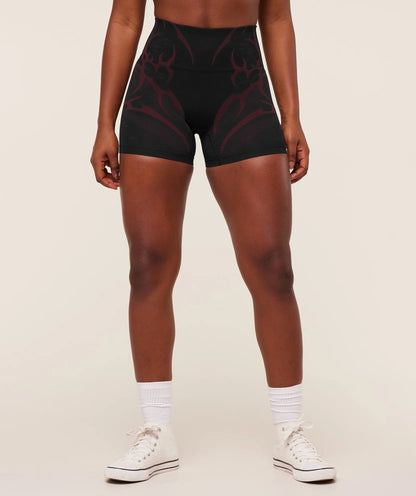 GYMSHARK Storm Seamless Shorts Black/Rich Maroon