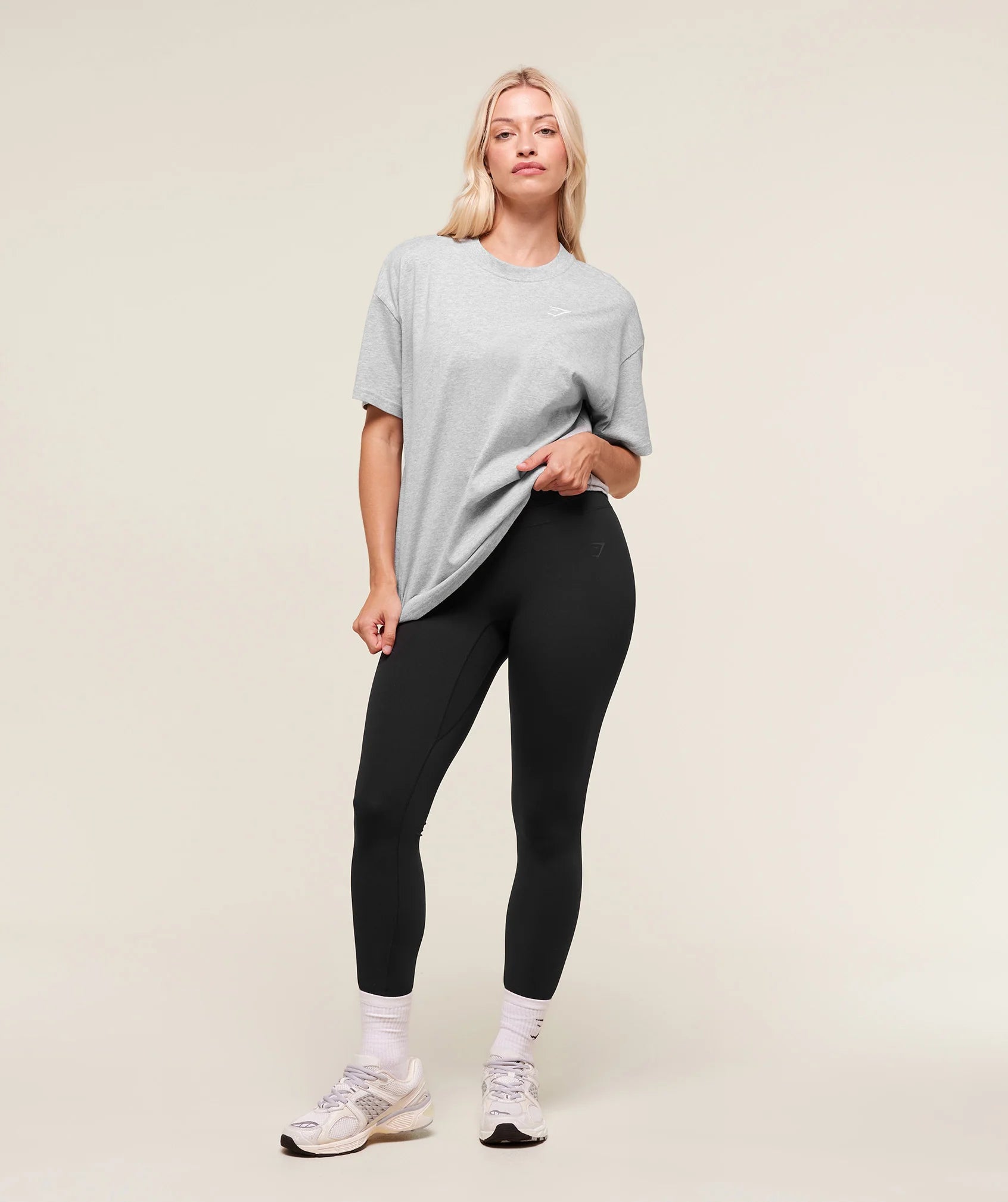 GYMSHARK Training Oversized T Shirt Light Grey Marl 1 — Gymshark | Authentic India