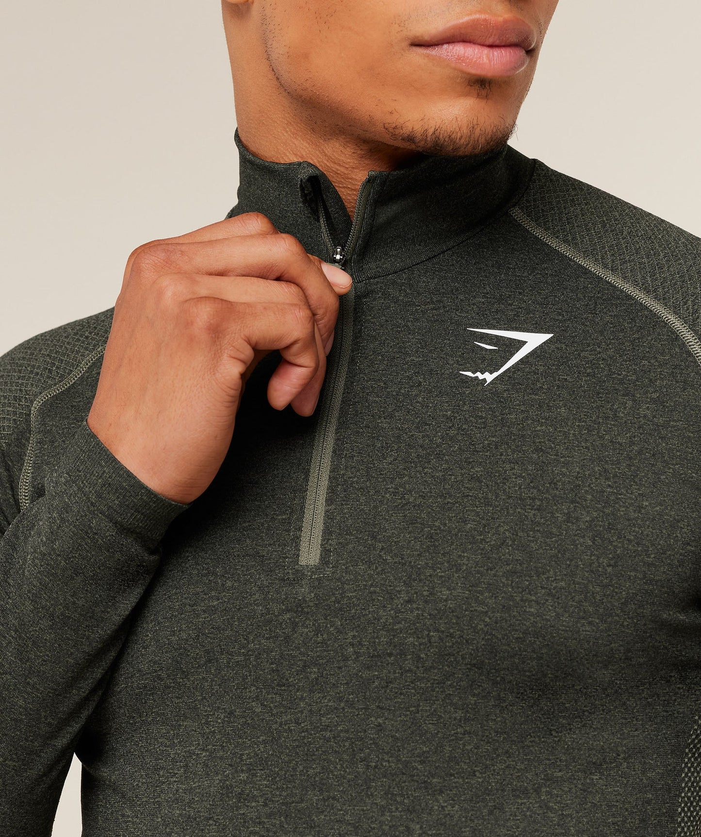 GYMSHARK Vital Seamless 1/4 Zip Core Olive Black — Gymshark | Authentic India
