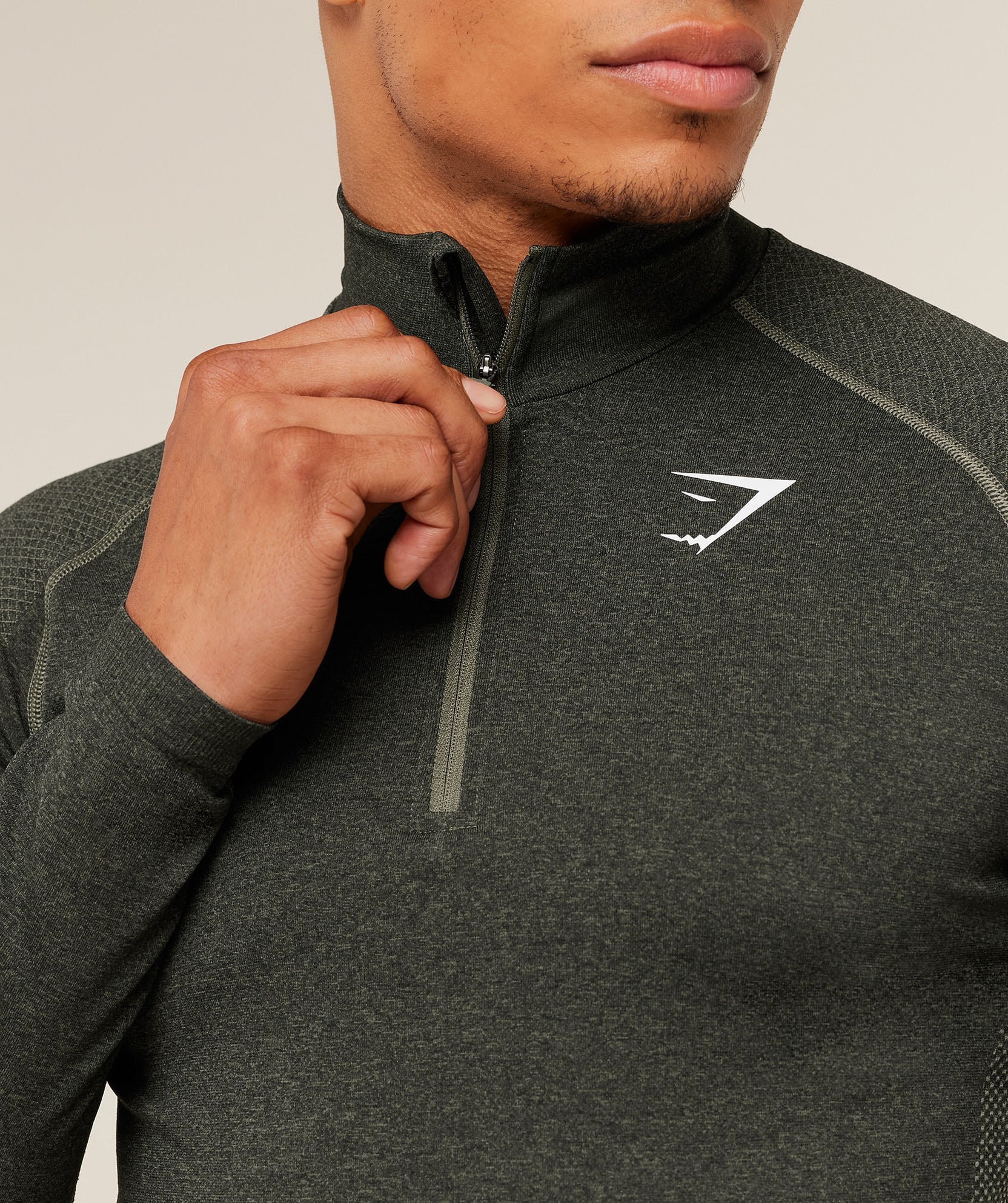 GYMSHARK Vital Seamless 1/4 Zip Core Olive Black — Gymshark | Authentic India