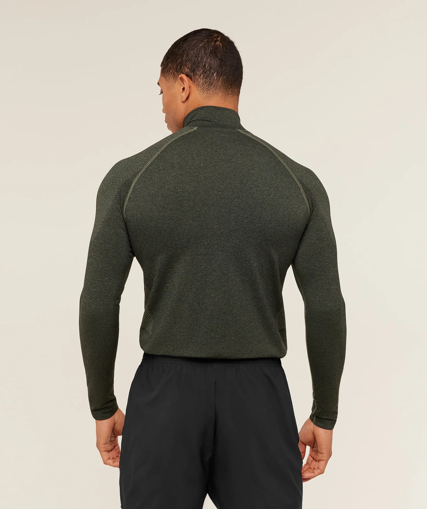 GYMSHARK Vital Seamless 1/4 Zip Core Olive Black — Gymshark | Authentic India