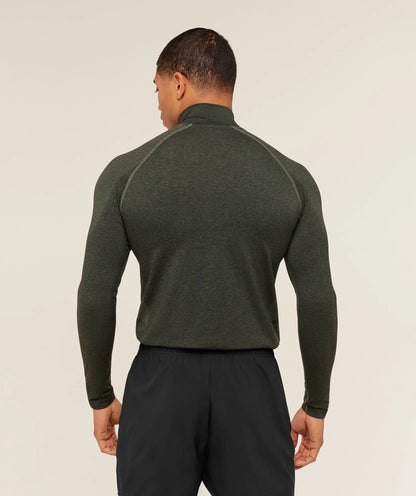 GYMSHARK Vital Seamless 1/4 Zip Core Olive Black — Gymshark | Authentic India