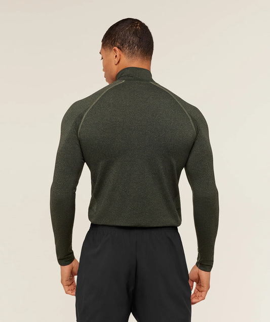 GYMSHARK Vital Seamless 1/4 Zip Core Olive Black — Gymshark | Authentic India