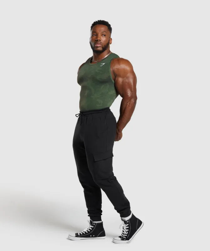 GYMSHARK Geo Seamless Tank Core Olive