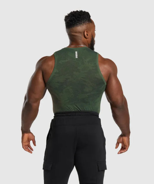 GYMSHARK Geo Seamless Tank Core Olive