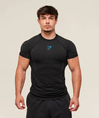 GYMSHARK Onyx 5.0 Seamless T-Shirt Black/Blue