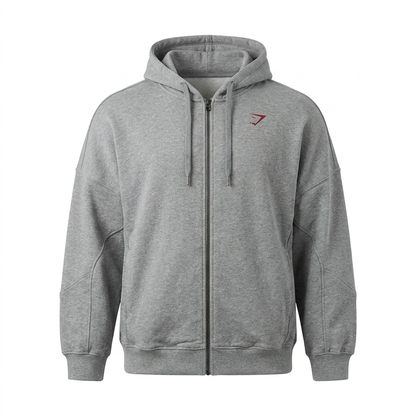 GYMSHARK Power Zip Up Hoodie Charcoal Core Marl
