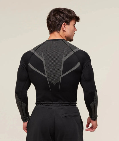 GYMSHARK Onyx 5.0 Seamless Long Sleeve T-shirt Black/Light Grey — GYMSHARK S | Authentic India