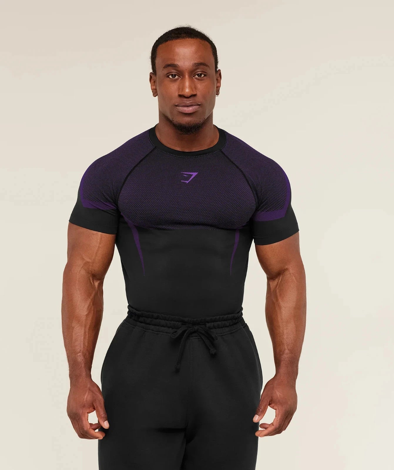 GYMSHARK Onyx 5.0 Seamless T-Shirt Black/Athletic Purple — GYMSHARK S | Authentic India