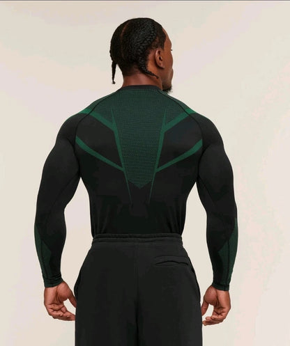 GYMSHARK Onyx 5.0 Seamless Long Sleeve T-shirt Black/Green