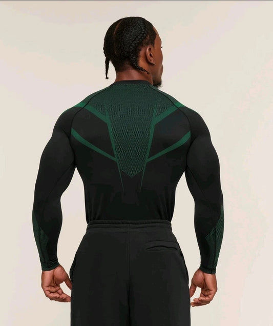 GYMSHARK Onyx 5.0 Seamless Long Sleeve T-shirt Black/Green