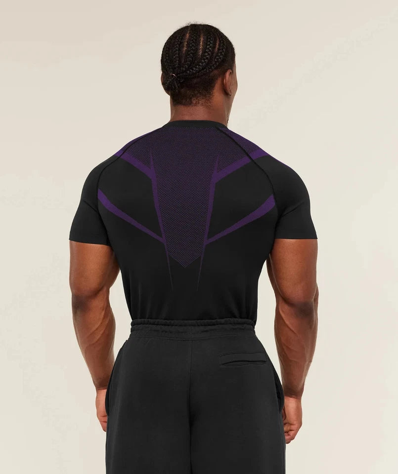 GYMSHARK Onyx 5.0 Seamless T-Shirt Black/Athletic Purple — GYMSHARK S | Authentic India