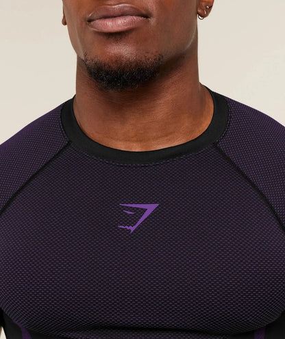 GYMSHARK Onyx 5.0 Seamless T-Shirt Black/Athletic Purple — GYMSHARK S | Authentic India