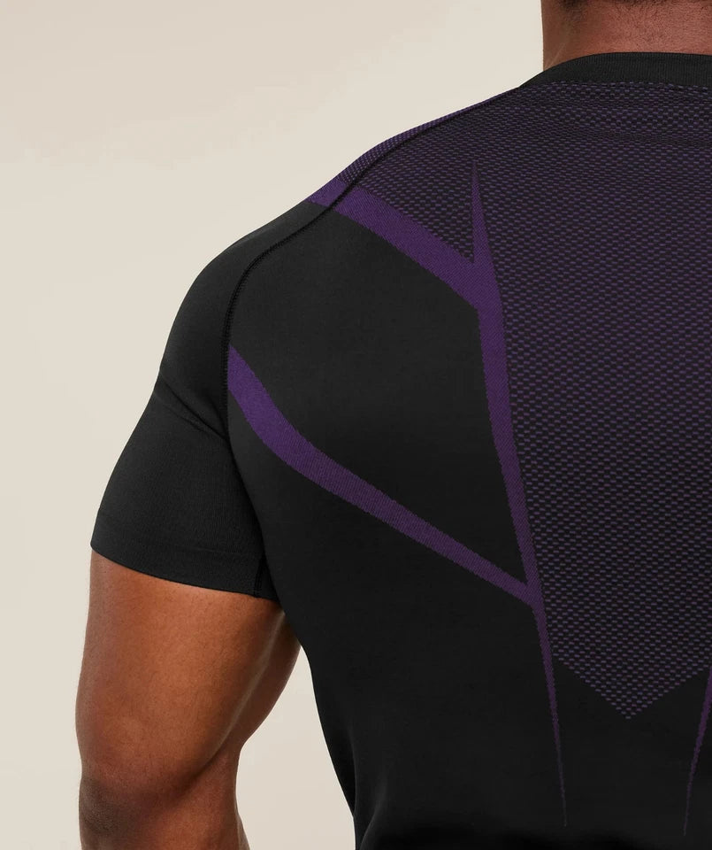 GYMSHARK Onyx 5.0 Seamless T-Shirt Black/Athletic Purple — GYMSHARK S | Authentic India