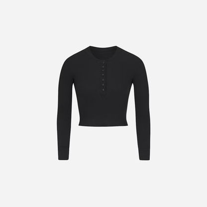 Skims Long Sleeve Crop Henley Cotton Rib - AESTUS SUPPLY
