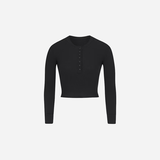 Skims Long Sleeve Crop Henley Cotton Rib - AESTUS SUPPLY