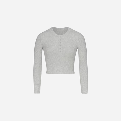 Skims Long Sleeve Crop Henley Cotton Rib - AESTUS SUPPLY