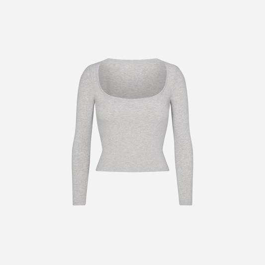 Skims Scoop Neck Long Sleeve Top Cotton Jersey - AESTUS SUPPLY